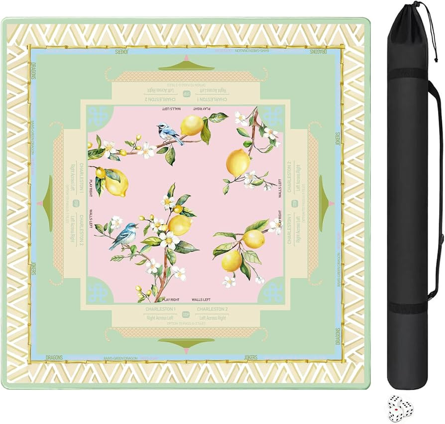 Lemon Mahjong Mat with Rules for Table-31.5''x31.5''Floral Bird American Mahjong Mat Anti-Slip Ne... | Amazon (US)