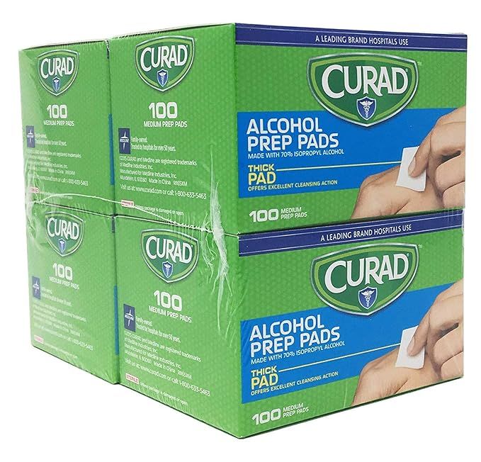 CURAD Alcohol Prep Pads (Pack of 4 Boxes), Thick Alcohol Swabs (package may vary) | Amazon (US)