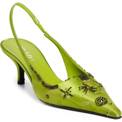 Prada Jewel Runway Slingback Pump in Felce at Nordstrom, Size 36.5 | Nordstrom