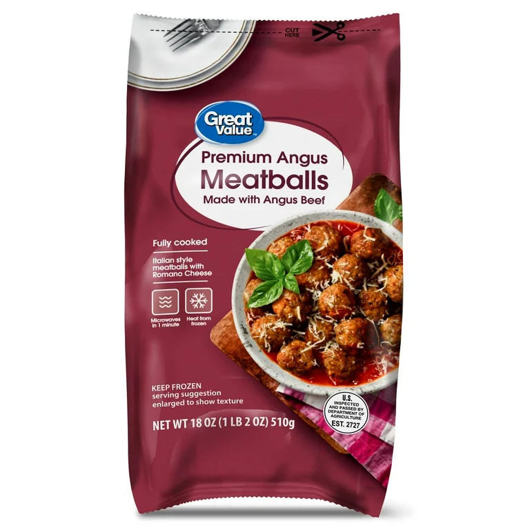 Great Value Premium Angus Meatballs, 18 oz (Frozen) | Walmart (US)