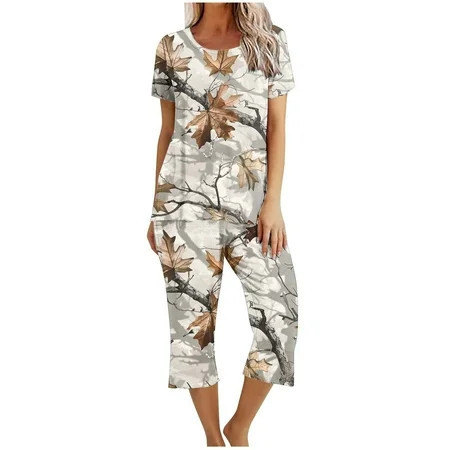 WFJCJPAF 2025 New Halloween Butterfly Pajama for Women Women s Casual Printed Sleeveless Round Neck Top Set Halloween Pajamas Women - Khaki S | Walmart (US)