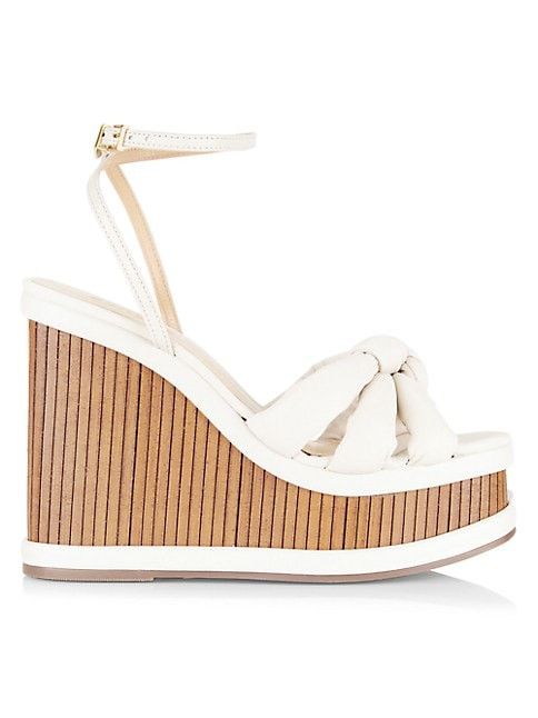 Mindy 100MM Knotted Leather Wedge Sandals | Saks Fifth Avenue