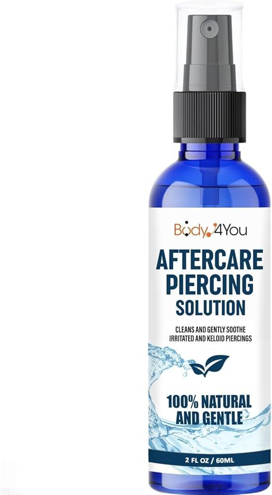 BodyJ4You Piercing Aftercare Saline Cleanser Spray | Gauges Ear Lobe Nose Lip Nipple Navel Belly ... | Amazon (US)