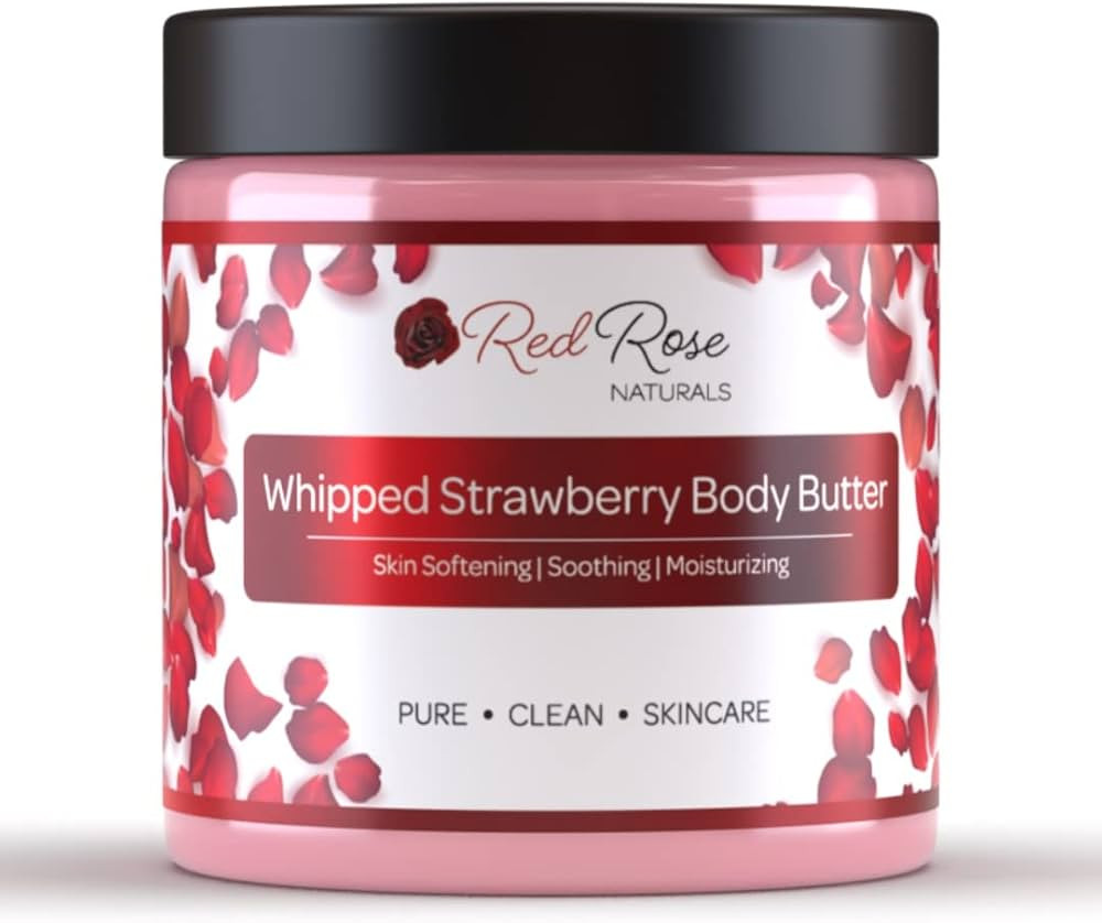 Whipped Strawberry Body Butter for Sensitive, Dry Skin, 8 Oz, Non-Greasy, Soft & Creamy, Moisturi... | Amazon (US)