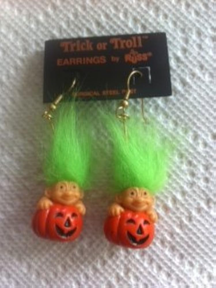 Troll Pumpkin Earrings with Green Hair | Amazon (US)