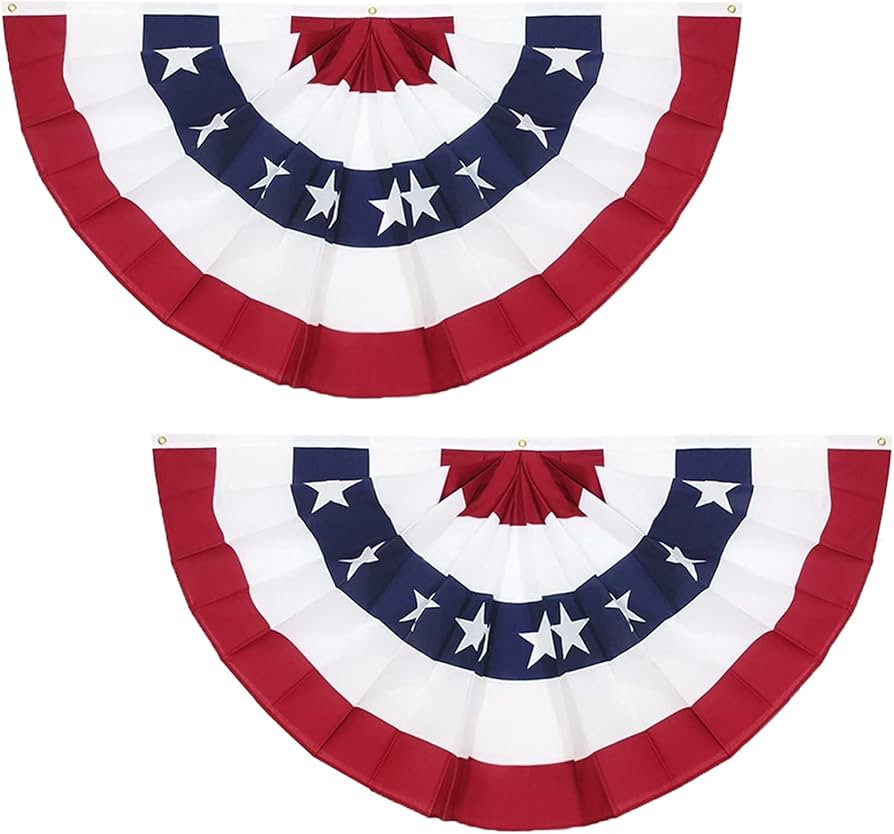 3x6 Ft American Pleated Fan Flag (Set of 2) – Patriotic Half Fan Bunting, 4th of July Memorial ... | Amazon (US)