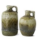 K&K Interiors 14937C Set of 2 Green Glazed Terracotta Vase Jugs | Amazon (US)