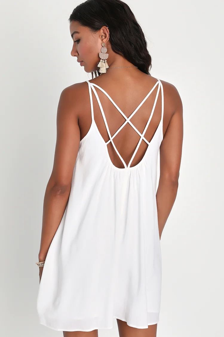 Inspirational Cutie White Linen Strappy Shift Mini Dress | Lulus (US)