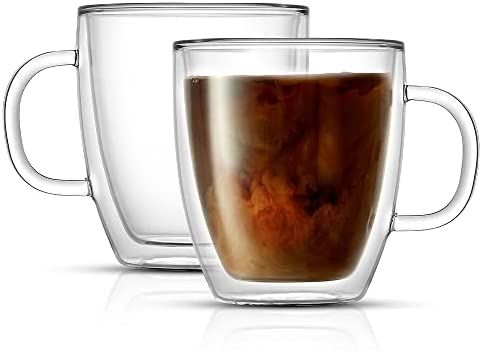 JoyJolt Savor Double Wall Insulated Glasses - Coffee Mugs (Set of 2) - 13.5-Ounces | Amazon (US)