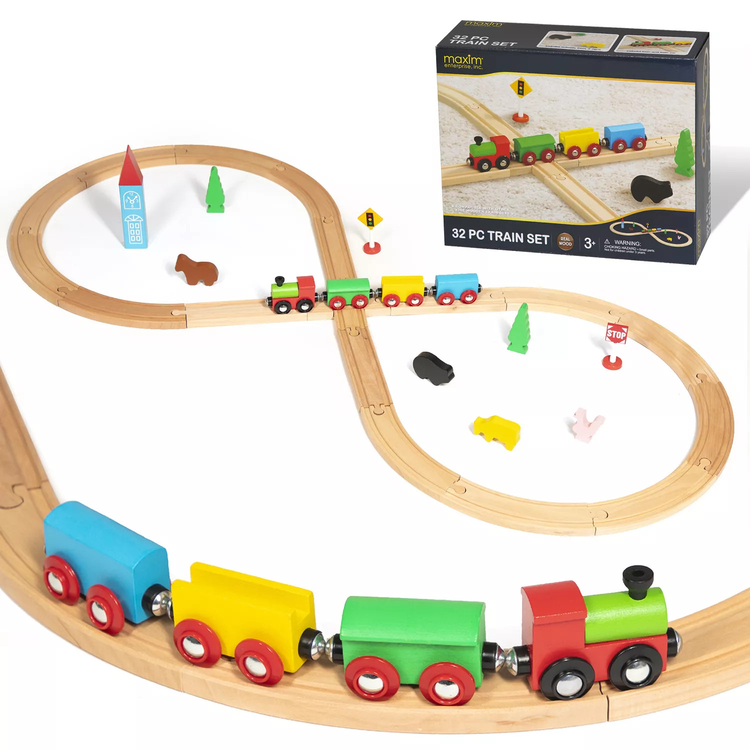 32 Piece Figure 8 Wooden Train Set | Sam's Club