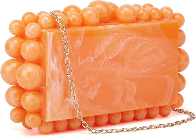 URAWOW Acrylic Evening Handbag Beads Bag for Women Graceful Shoulder Bag Satchel Marble Clutch Pu... | Amazon (US)
