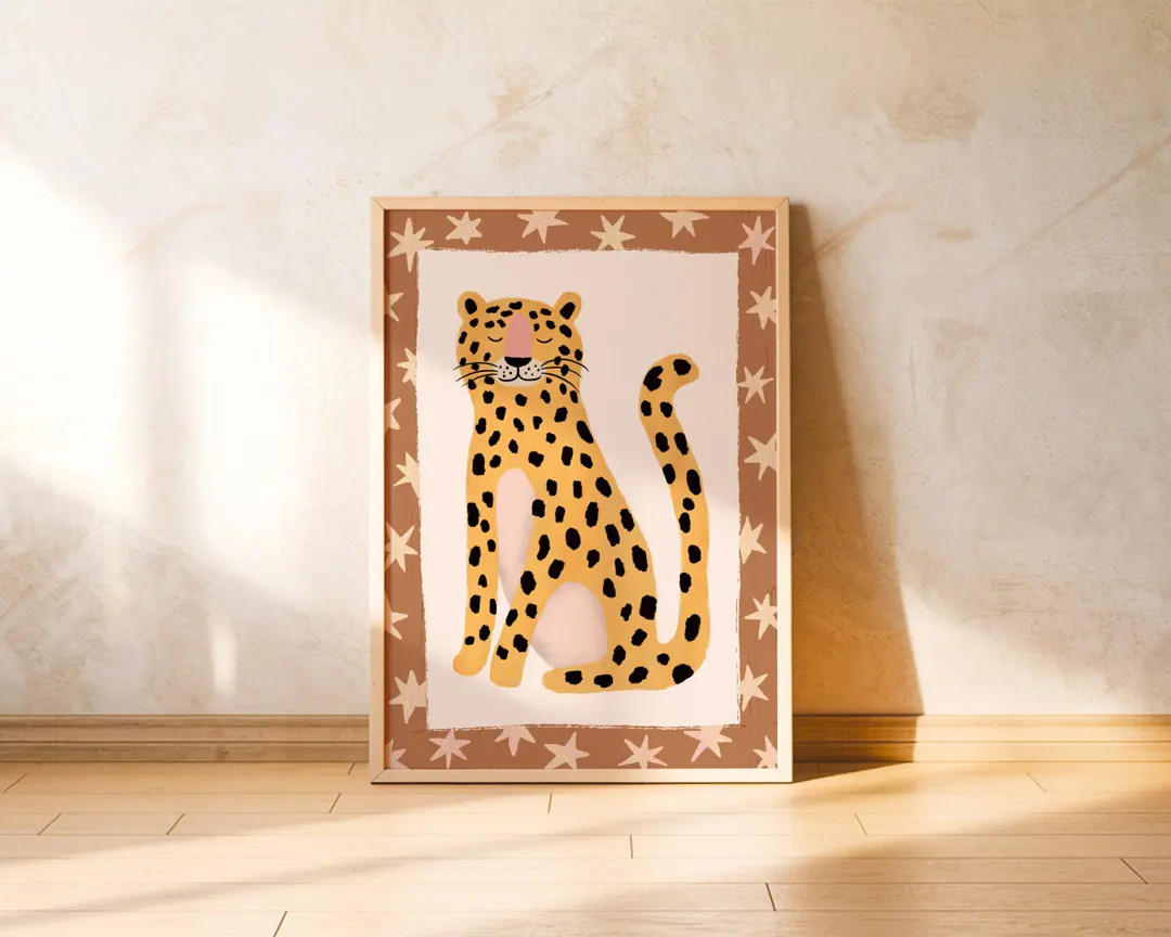 Leopard Jungle Nursery Wall Art Boho Animal Poster Kids Room Decor Safari Baby Bedroom Printable ... | Etsy (US)