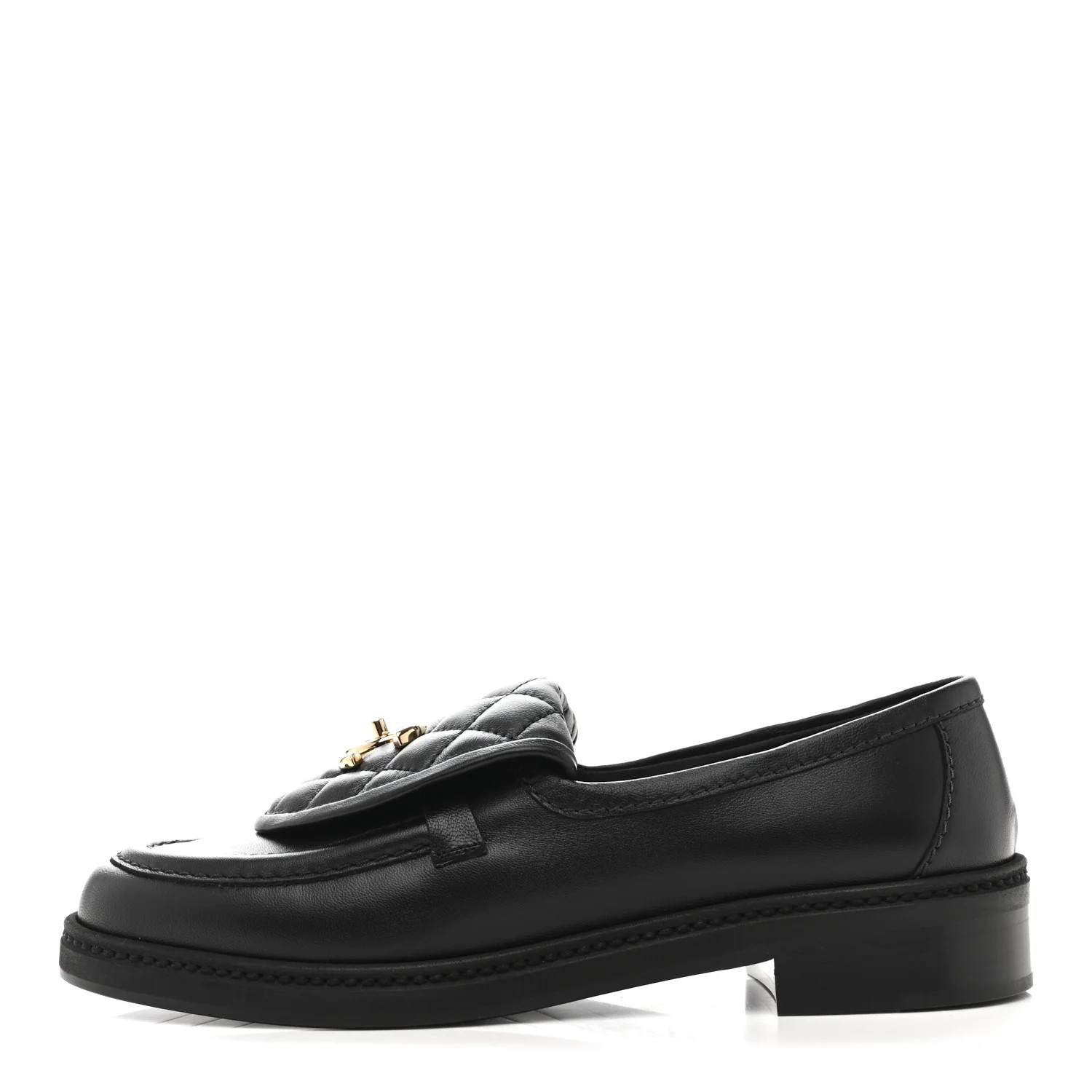 Chanel Lambskin Quilted CC Turnlock Loafers 37.5 Black 1855315 | FASHIONPHILE (US)