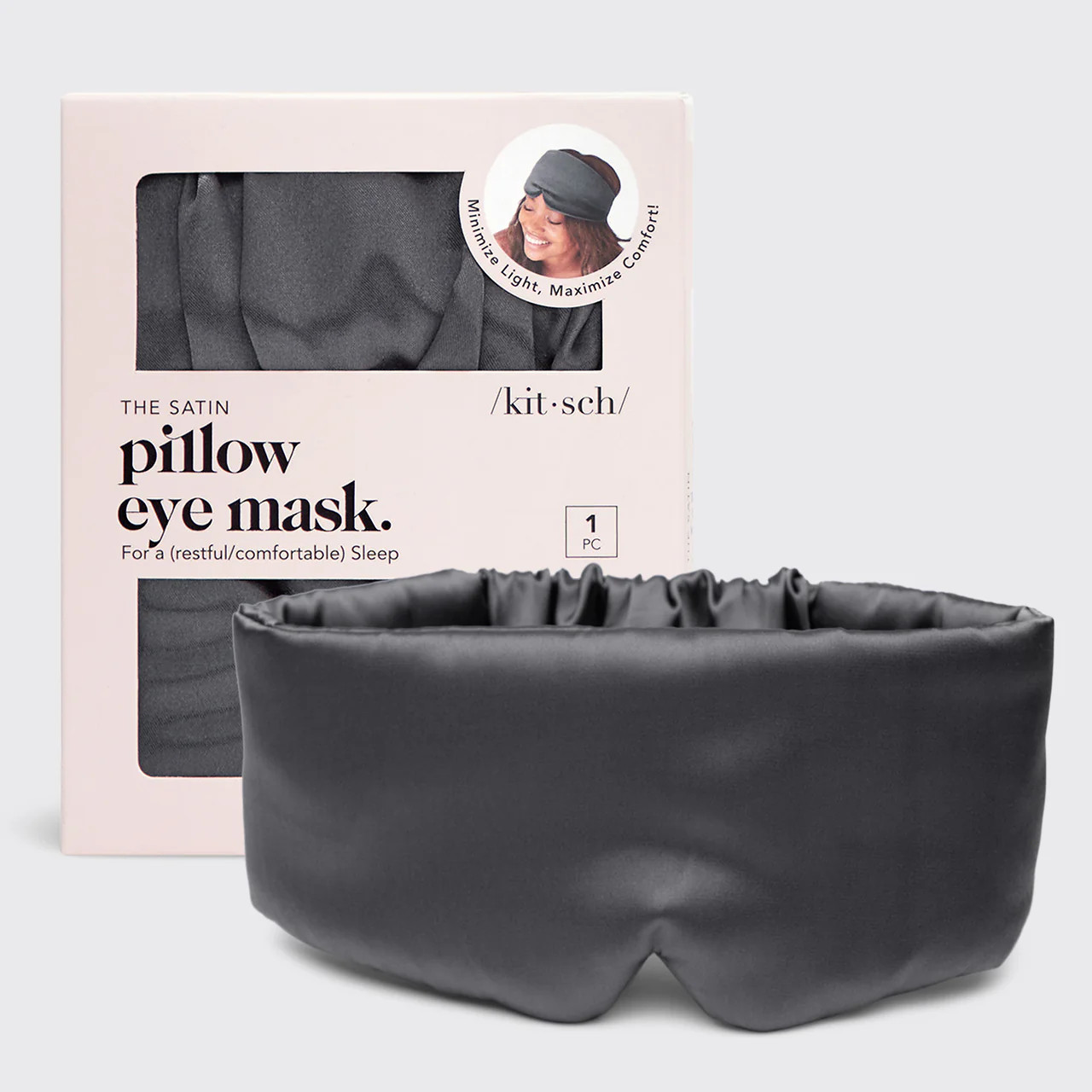 Charcoal Satin Pillow Eye Mask | Kitsch