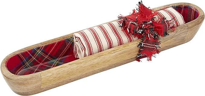 Mud Pie, Red Tartan, Christmas Cracker Dish & Towel Set, dish 2" x 12" | towel 21" x 14" | Amazon (US)