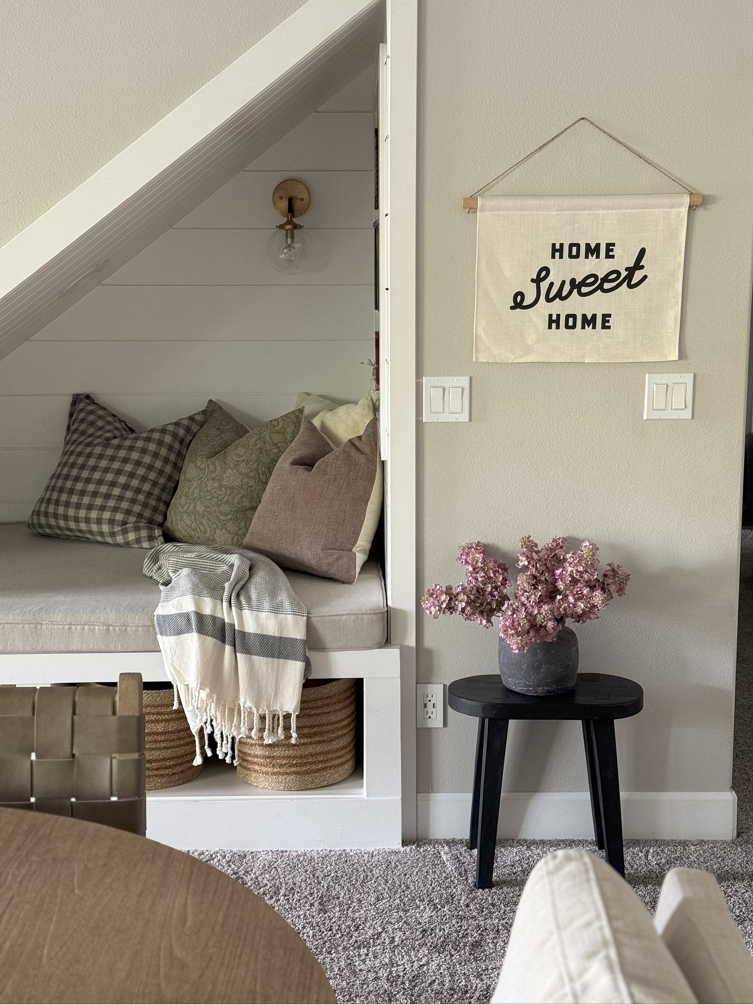 This cozy nook under our staircase in our basement was the first project we tackled five years ago when we moved in! I love that it’s functional and practical, and our kids love it! 

#LTKstyletip #LTKhome