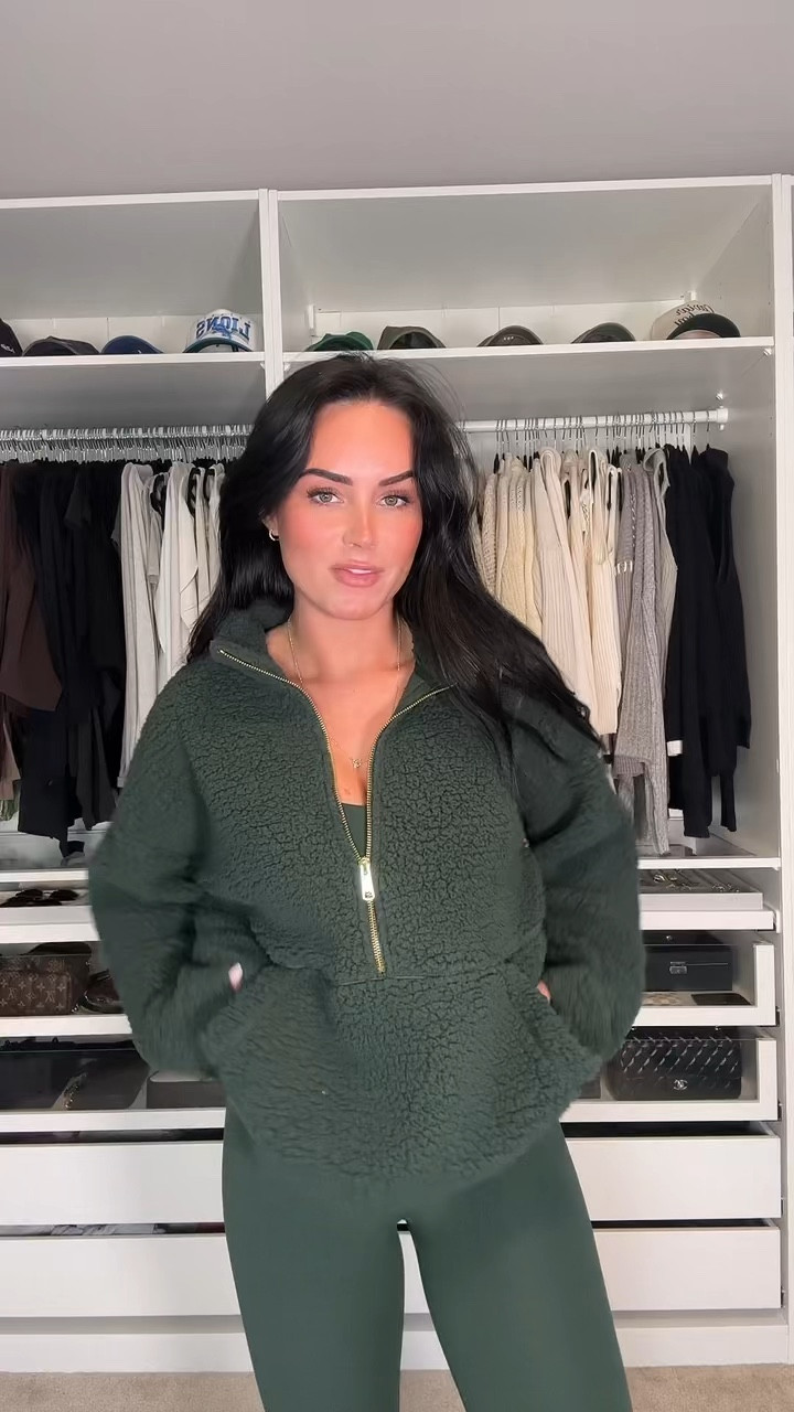 Cozy Season 💚❄️

This green color is STUNNING & I love that it goes with lululemon legacy green. 

My measurements 📏
5’7, 145lbs, 32dd
I’m wearing a size small in the tops, size 4 leggings 28”

#LTKWatchNow #LTKSaleAlert #LTKFindsUnder50