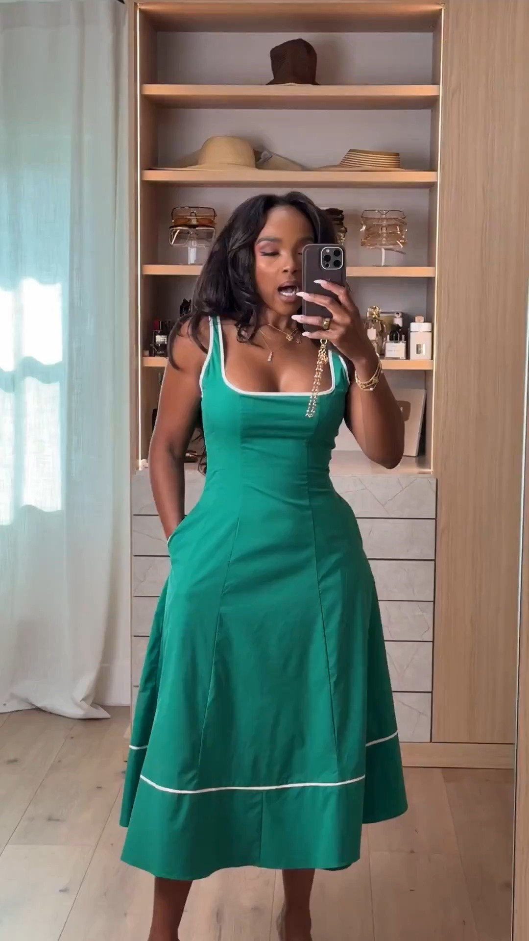 Hi babes! 💚

This green dress is such a stunning summer statement piece. The fit is so flattering and feminine, and I love the contrast trim detail because it gives it that elevated designer-inspired look without the designer price tag. This is one of those dresses that instantly makes you look put together with minimal effort.

Perfect for:
Vacation dinners
Summer weddings
Brunch
Baby showers
Date nights
Resort evenings

📏 Measurements:
5’4” | 140 lbs | 36D | 27” waist | 40” hips
Wearing size Small

Everything is linked below ✨

xx Kira | IG: KirasFashionFinds

#LTKootd #LTKgrwm #LTKPetite