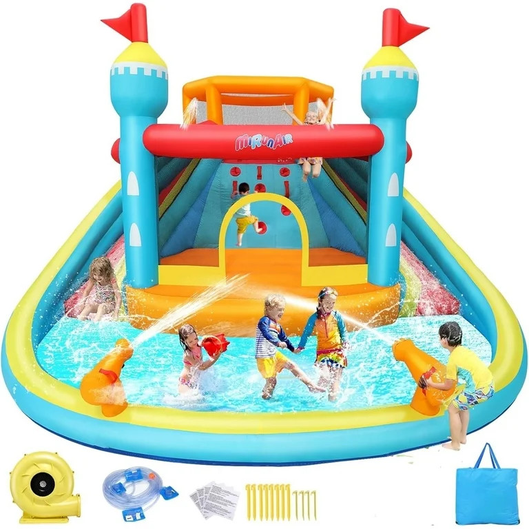 Adnoom 13.8FTx14.1FT Inflatable Pool Water Slide with Double Slides, Indoor Bounce House W/520W B... | Walmart (US)