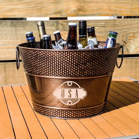 Personalized Copper Bucket - Copper Finish Galvanized Beverage Bucket & Wine Ice Bucket - Wedding... | Etsy (US)