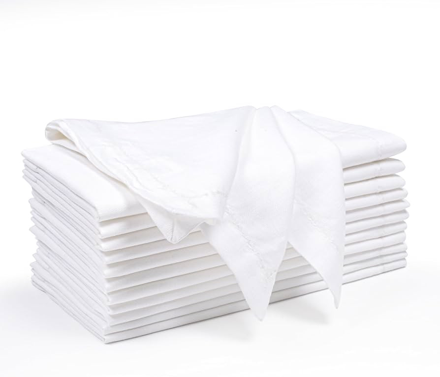 Whte Napkkins Cloth, White Napkins Set of 12, White Dinner Napkins, Cocktail Napkin, Cotton Flax ... | Amazon (US)