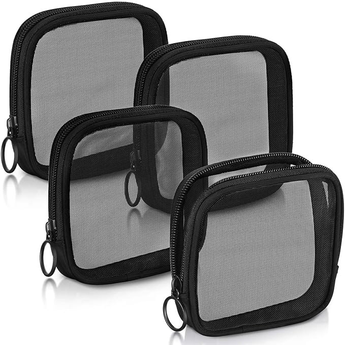 Weewooday 4 Pcs Mesh Makeup Bag Mesh Cosmetic Bag Travel Toiletry Bag with Zipper Mini Makeup Cos... | Amazon (US)