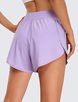 CRZ YOGA Mid Waisted Split Running Shorts for Women 4" - Comfy Mesh Liner for Workout Athletic Gy... | Amazon (US)