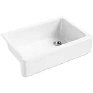 Whitehaven Farmhouse Self-Trimming Apron Front Cast Iron 33 in. Single Bowl Kitchen Sink in White | The Home Depot