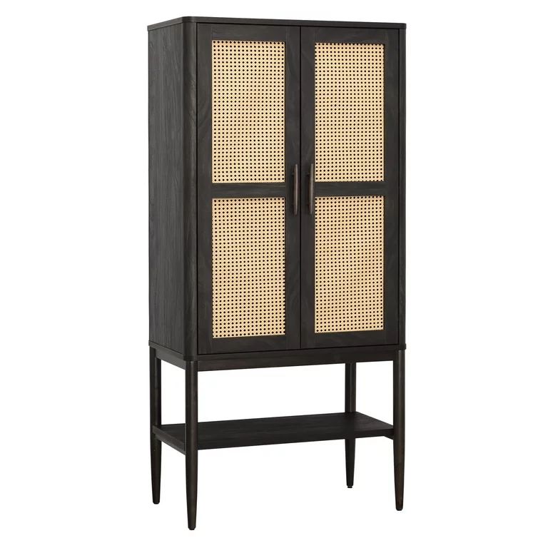 Better Homes & Gardens Springwood Caning Storage Cabinet, Charcoal Finish | Walmart (US)