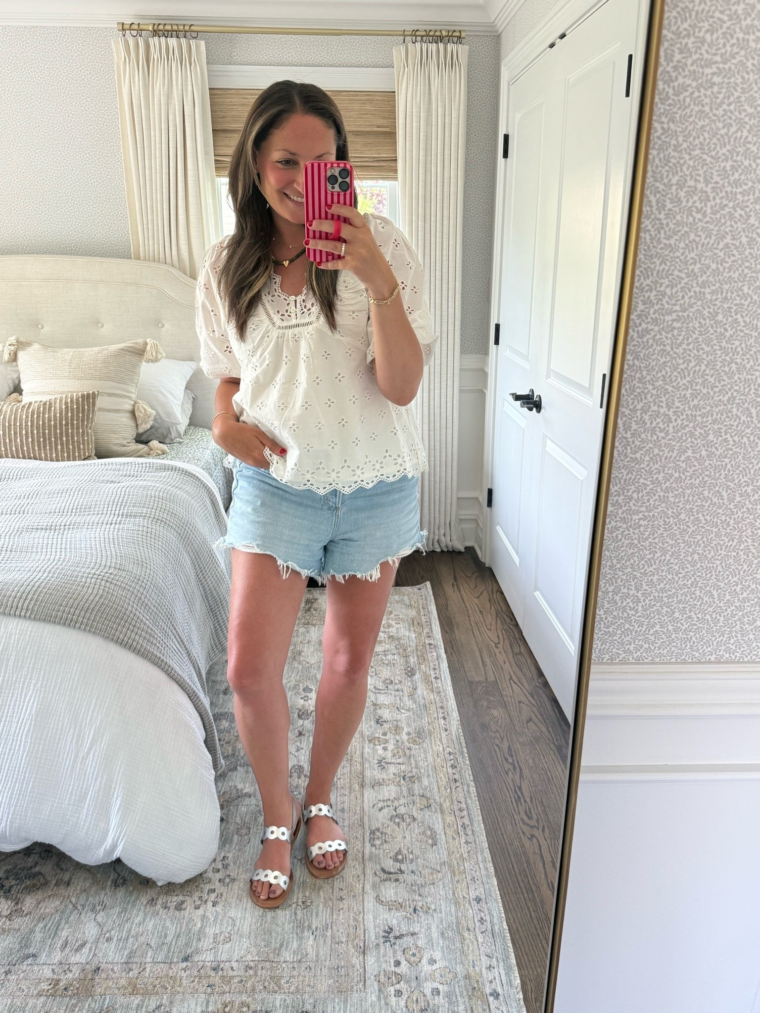 Today’s OOTD! The prettiest eyelet top from Marea, Agolde denim shorts and the Larroude sandals ☀️

#LTKootd #LTKdayinmylife #LTKSeasonal