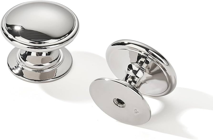 khtumeware 10 Pack 1-3/8 Inch(35mm) Polished Nickel Cabinet Knobs Solid Drawer Knobs Mushroom Dra... | Amazon (US)
