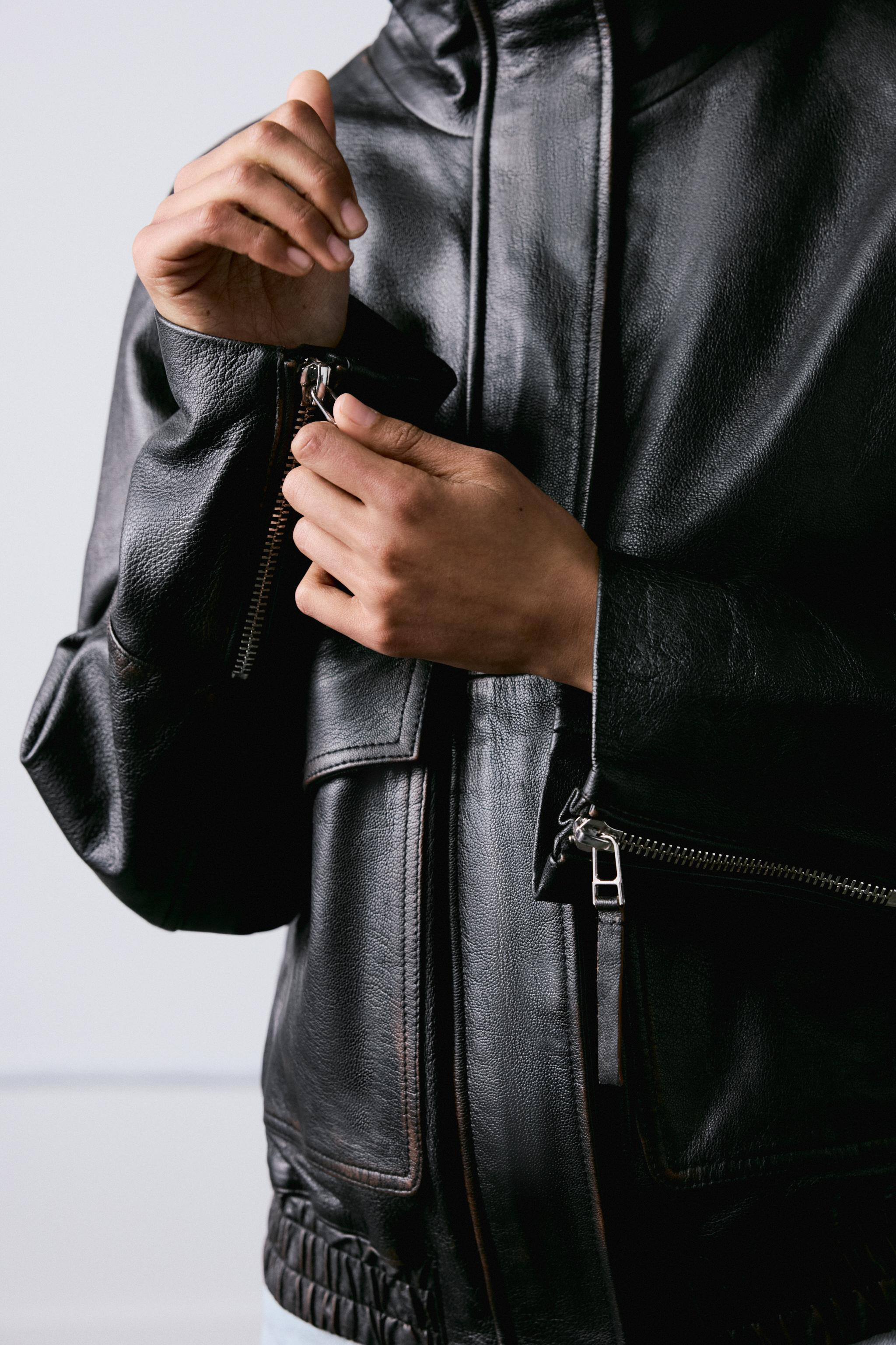 ZW COLLECTION LIMITED EDITION LEATHER BOMBER JACKET | Zara AU