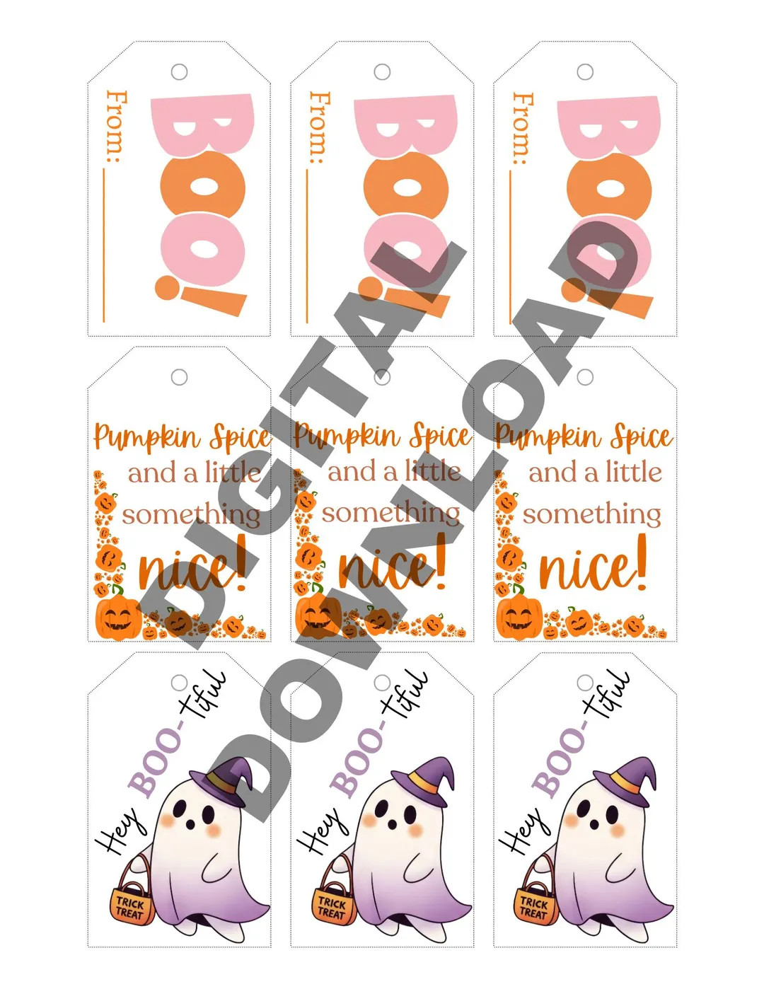 Boo Basket Gift Tags Halloween Gift Tag - Etsy | Etsy (US)