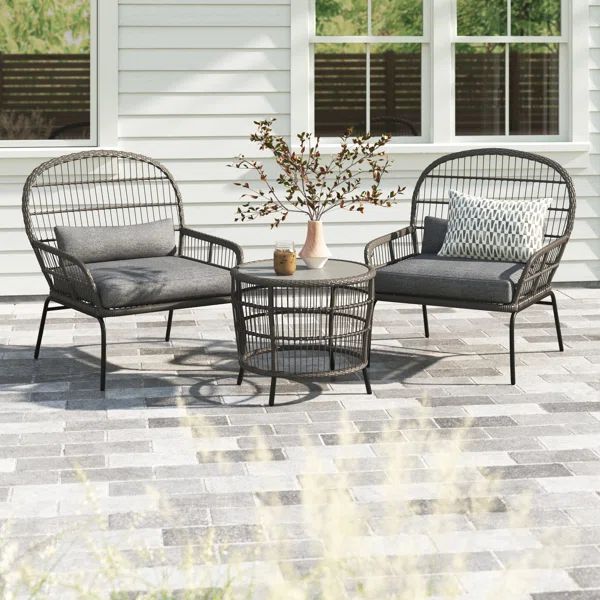Chandra PVC Wicker 2 - Person Seating Group with Cushions | Wayfair North America