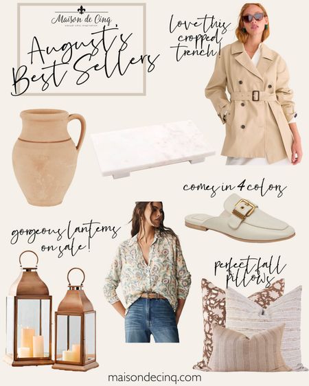 August’s Top Sellers includes my fave cropped trench coat, the perfect fall mule, gorgeous fall pillows, gold lanterns ON SALE, and more!

#falloutfit #falldecor #homedecor #fallfashion #throwpillows #walmart #jcrew #potterybarn #nordstrom 



#LTKhome #LTKSeasonal #LTKover40