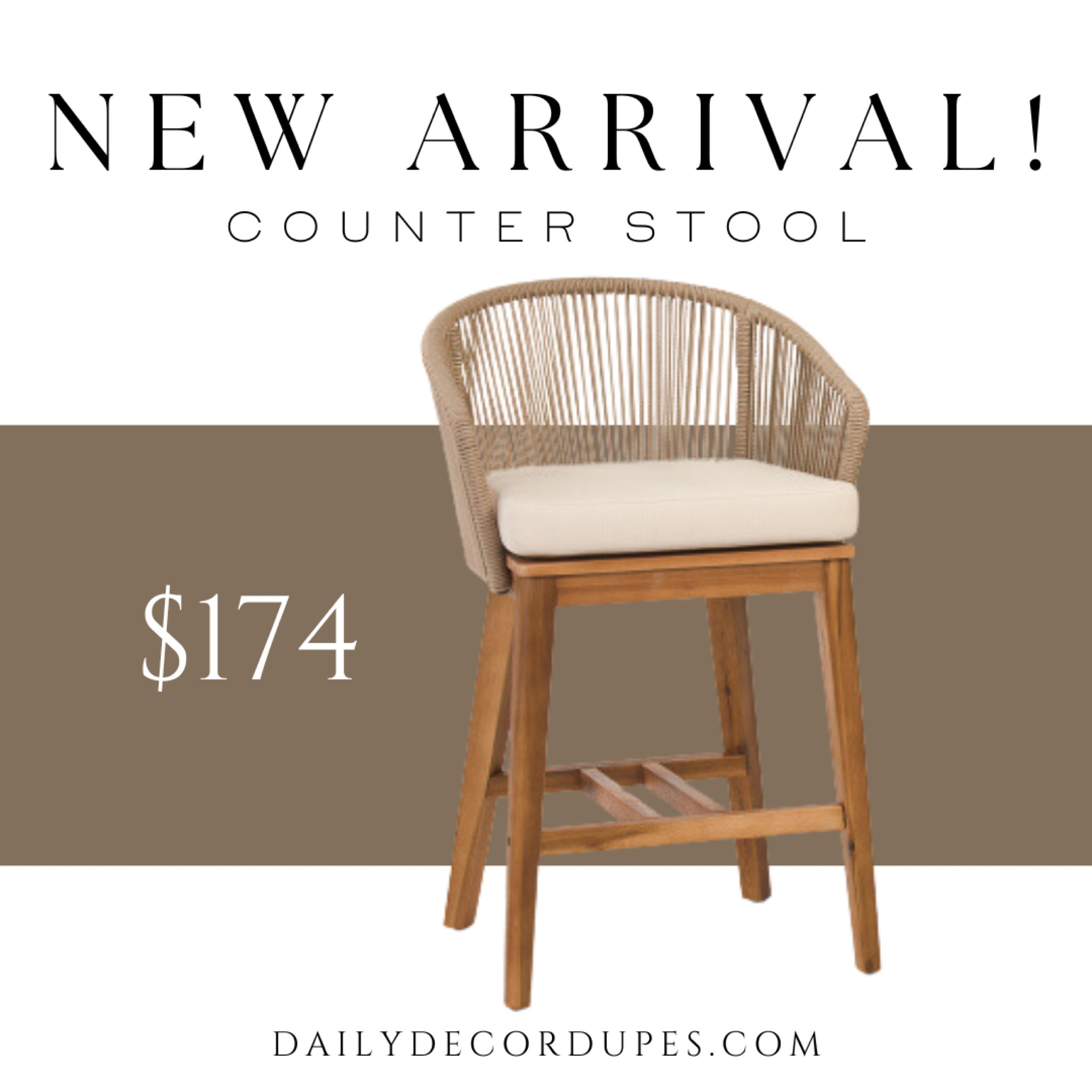 NEW ARRIVAL ALERT!✨
This aesthetic counter stool  looks pricey but it's 💲174 for one! Featuring rounded back rope designs, removable cushion seats, and wood legs!  Perfect for your Boho inspired dining room!

Dupe dupes more affordable option find replica copy cat similar look for less budget friendly affordable cheap cheaper beautiful pretty. Clearance sale coupon code discount code promo code luxury lookalike look a like Inspo inspiration inspired by idea ideas Love dupes like these? I share multiple every day in my FB group “DAILY DECOR DUPES”

#LTKHome #LTKSaleAlert