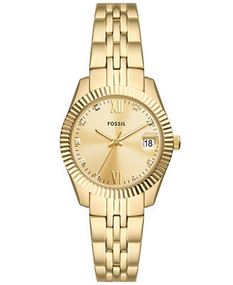 Fossil Women's Scarlette Three-Hand Date Gold-Tone Stainless Steel Watch 32mm - Macy's | Macy's
