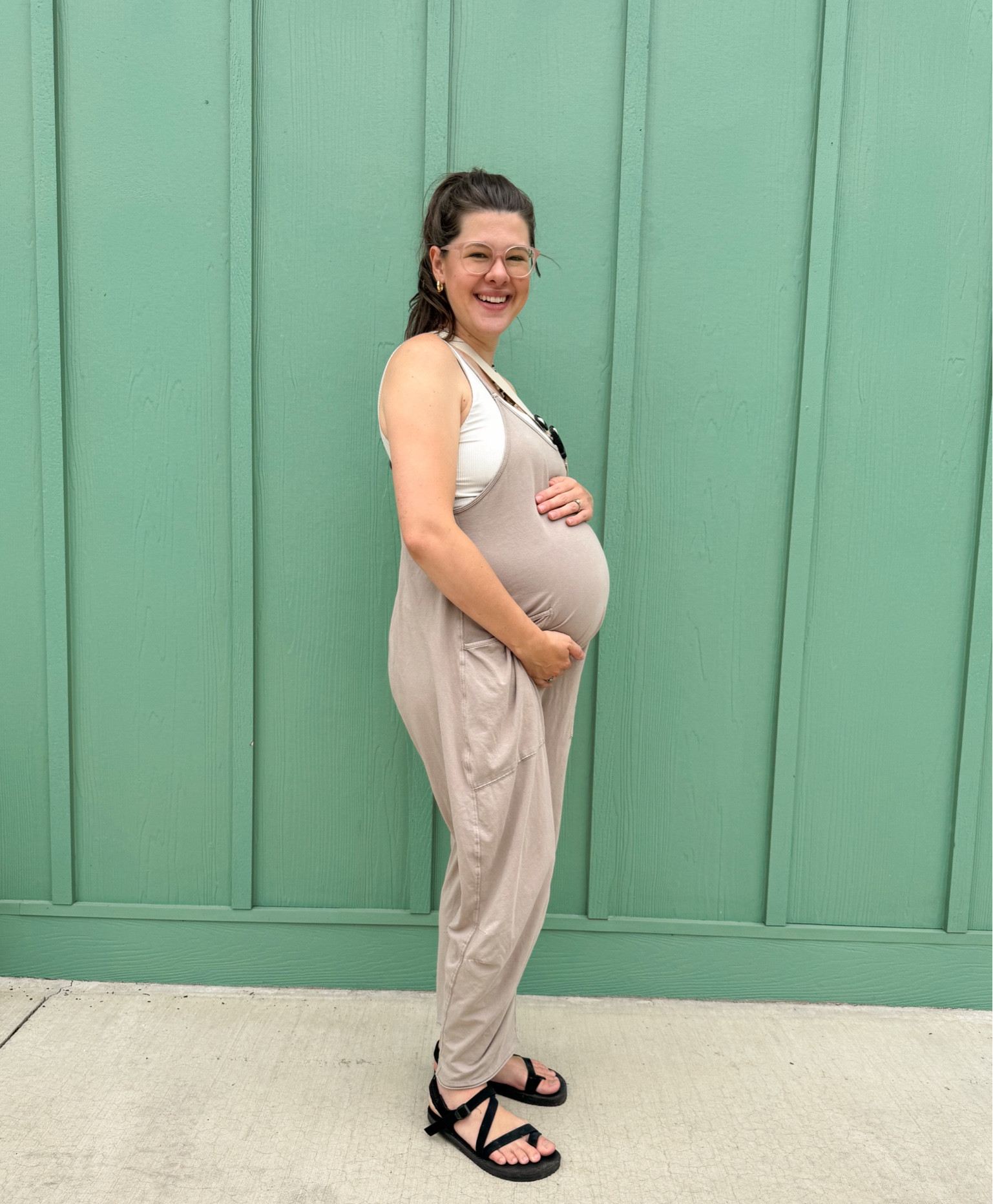 Free People hot shot onesie while 8 months pregnant - the BEST outfit ever! 

#LTKBump