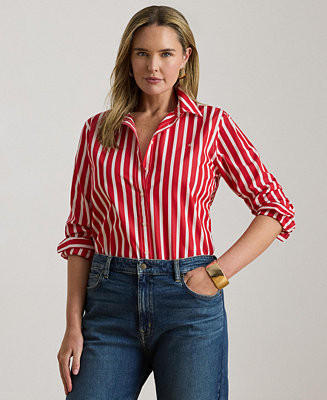 Plus Size Classic Fit Striped Point Collar Shirt | Macy's