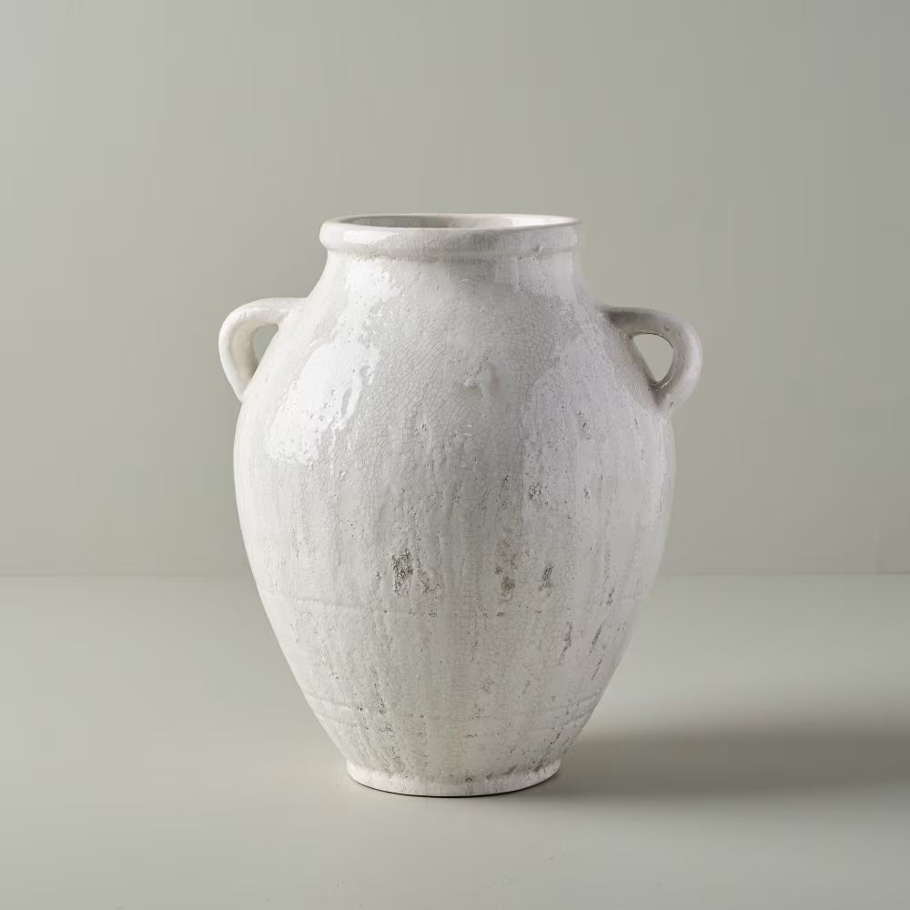 Oversized Distressed White Crackle Vase | Magnolia