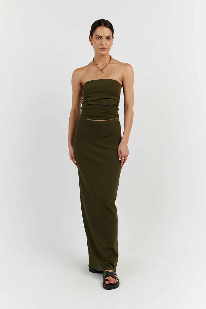 CARRIE OLIVE MIDI SKIRT | DISSH