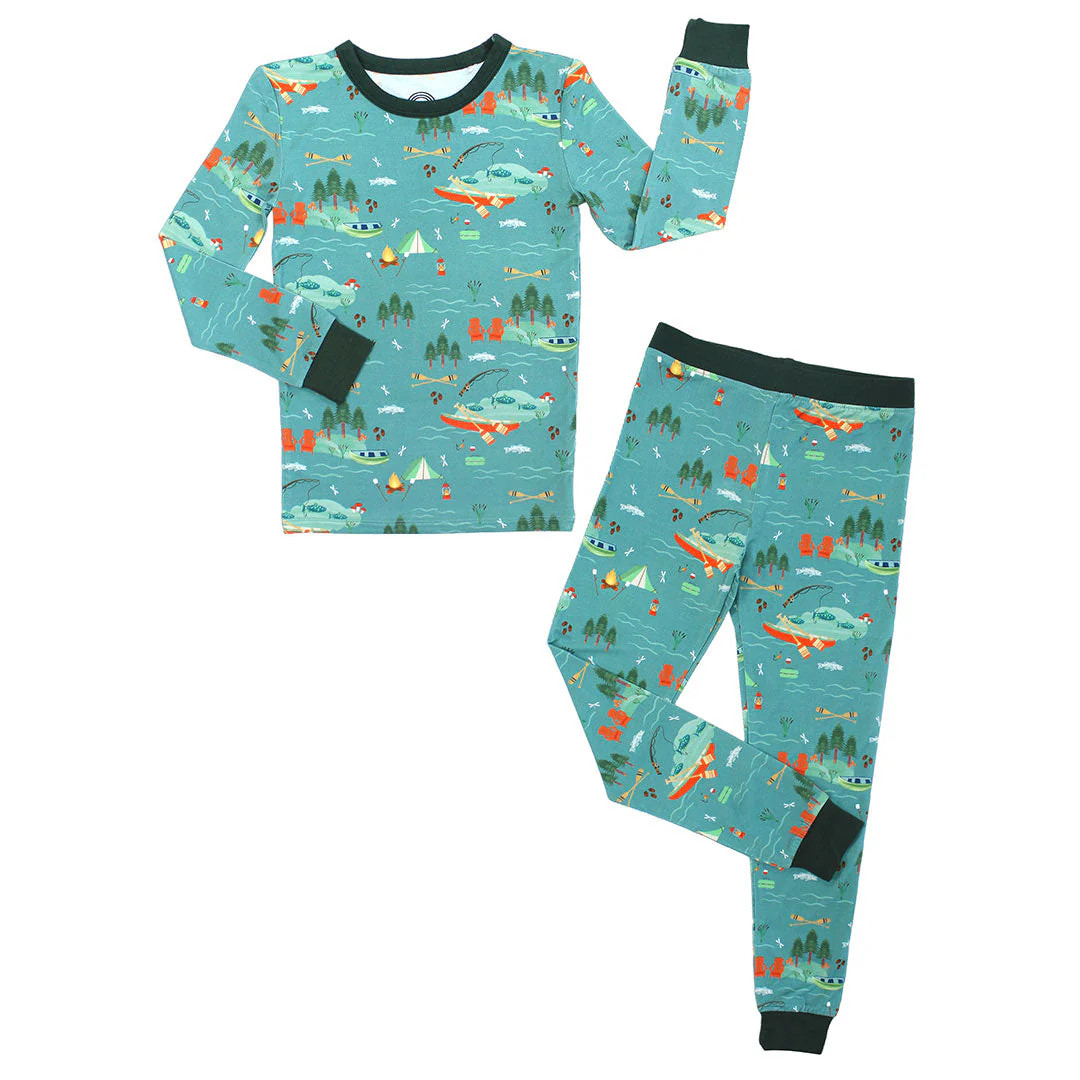 Jump in the Lake Two-Piece Bamboo Long Sleeve Kids Pajama Pants Set | Emerson and Friends