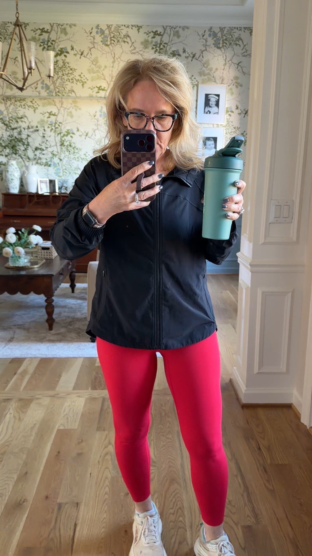 Morning routine! Out for a run, work a bit, break my fast with my protein shake. I swear by this Flavcity protein. I add almond milk. 

Booty boost leggings size medium 
Athleta jacket i’ll link this year’s version but I’m wearing a medium

#LTKfitnessgoals #LTKOver40 #LTKActive