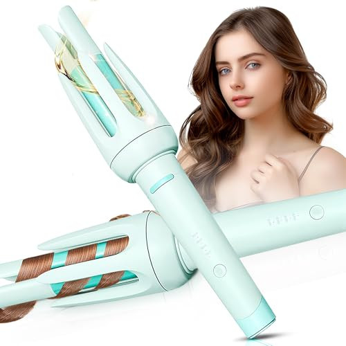 Auto Hair Curler, Automatic Curling Iron with 4 Temperature & 3 Timer, Automatic Shut-Off, Anti-Scald, Anti-Tangle Rotating Curling Wand for Hair Styling, Blue | Amazon (US)