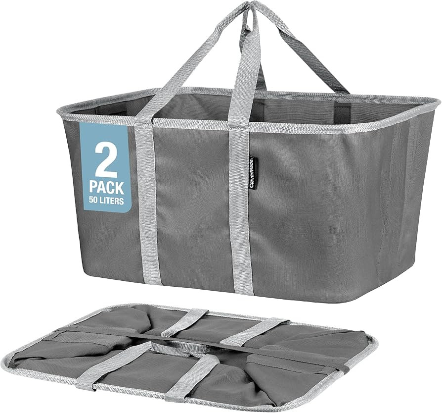 CleverMade Collapsible Laundry Tote, Charcoal/Gray 2PK - 50L (13 Gal) Collapsible Laundry Baskets... | Amazon (US)