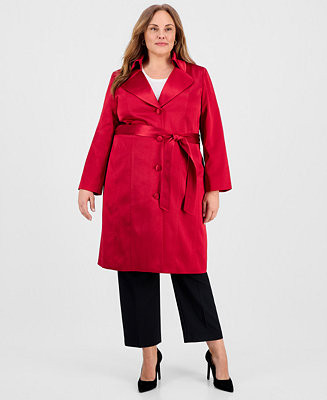 Women's Plus Size Button Front Trench Jacket | Macy's