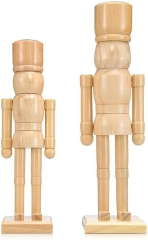 2 Pack Christmas Wooden Nutcracker Traditional Christmas Decorations Nutcracker Figure Statue for... | Amazon (US)