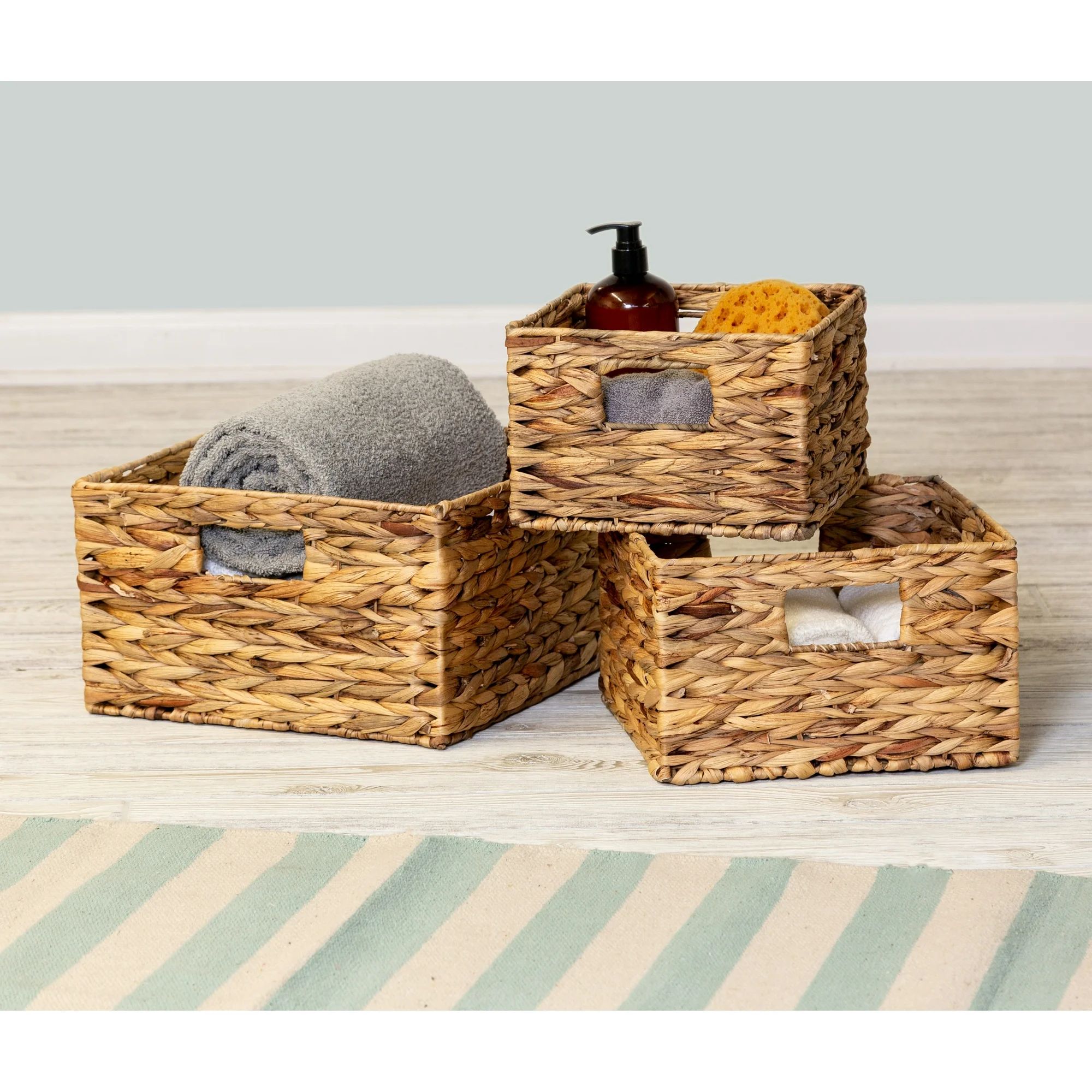 Honey-Can-Do Set of 3 Wicker Storage Nesting Baskets with Handles | Walmart (US)