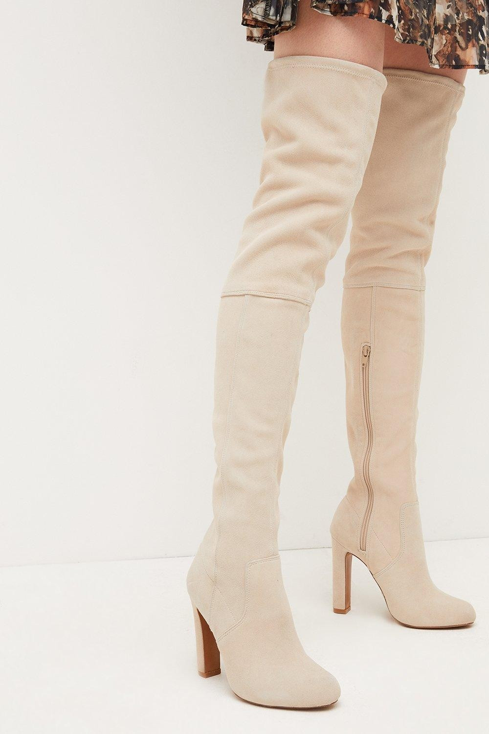 Over The Knee Suede Stretch Boot | Karen Millen US