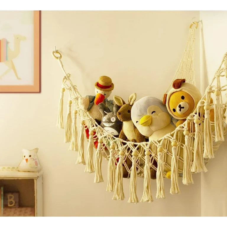 TCGPRO Stuffed Animal Toy Storage Hammock with LED Light-Macrame Jumbo Doll Room Corner Organizer... | Walmart (US)